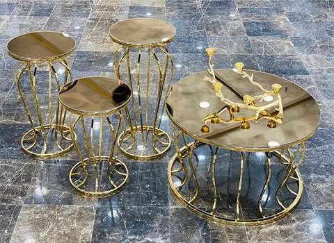 فروش میز پایه فلزی طلایی + قیمت خرید به صرفه