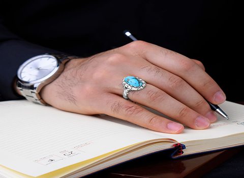 خرید انگشتر مردانه فیروزه اصل نیشابور + قیمت فروش استثنایی
