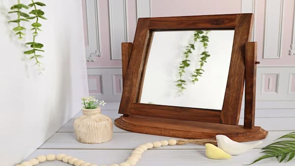 خرید و قیمت آینه رومیزی پایه چوبی + فروش عمده