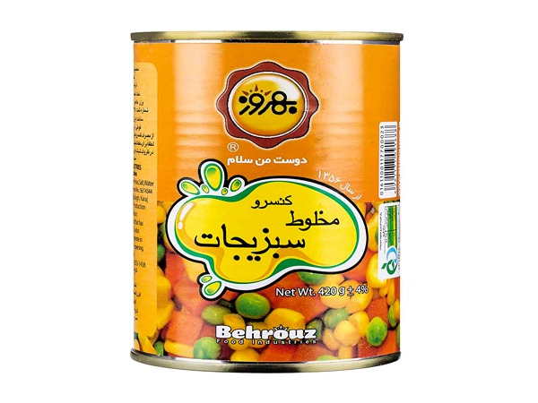 فروش کنسرو مخلوط سبزیجات ۳۸۰ گرمی بهروز + قیمت خرید به صرفه