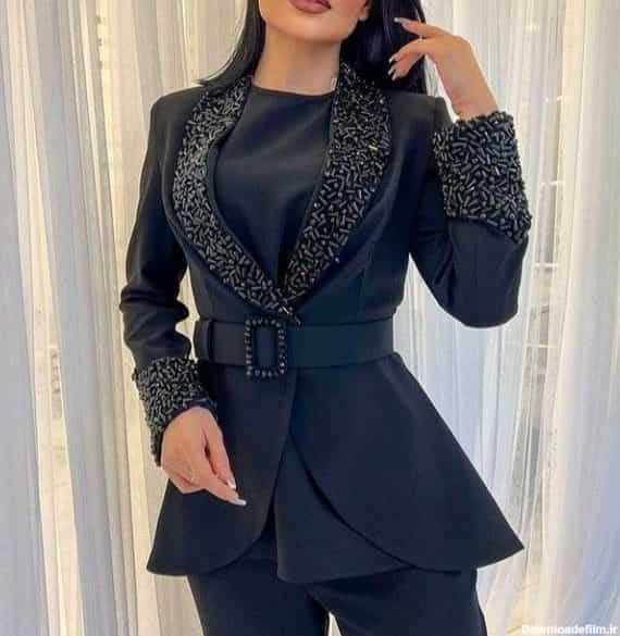 خرید جدیدترین انواع کت و شلوار زنانه نگین دار