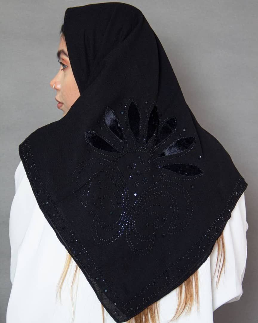 قیمت خرید روسری مشکی نگین دار + فروش ویژه