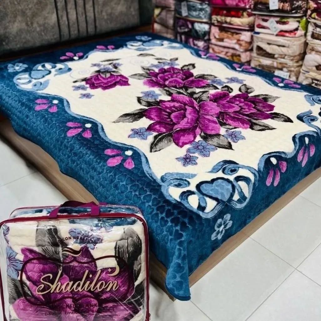پتو ضخیم شادیلون دو نفره گلدار
