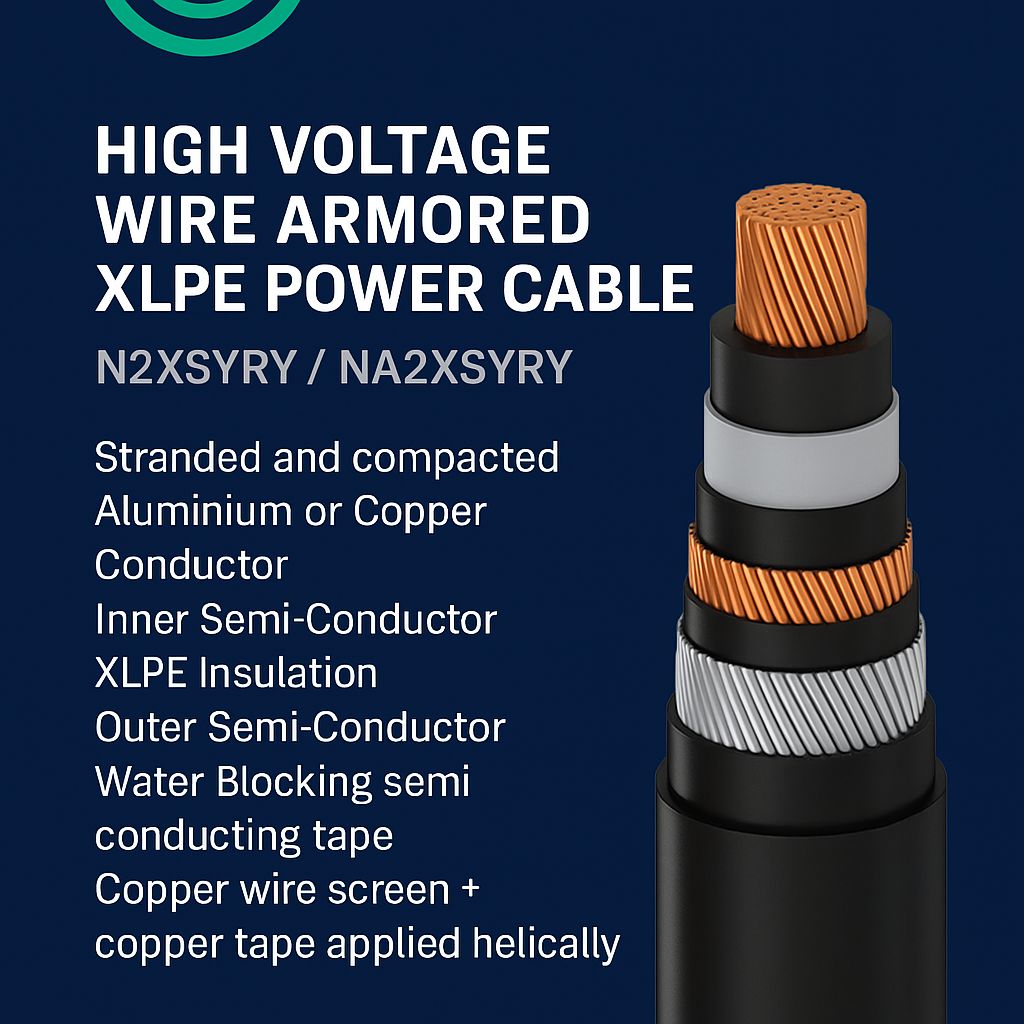 قیمت کابل فشار متوسط 20kv /1×120 مسی زره دار به قیمت عمده کارخانه