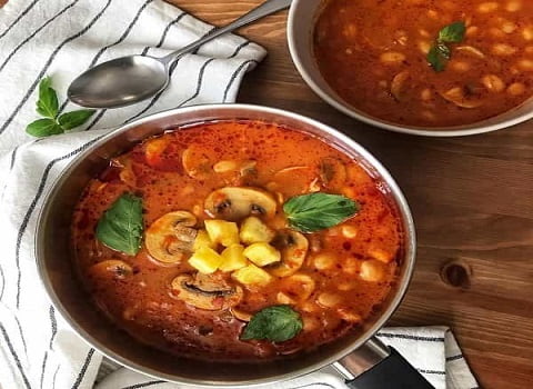 خوراک لوبیا با قارچ + فروش عمده