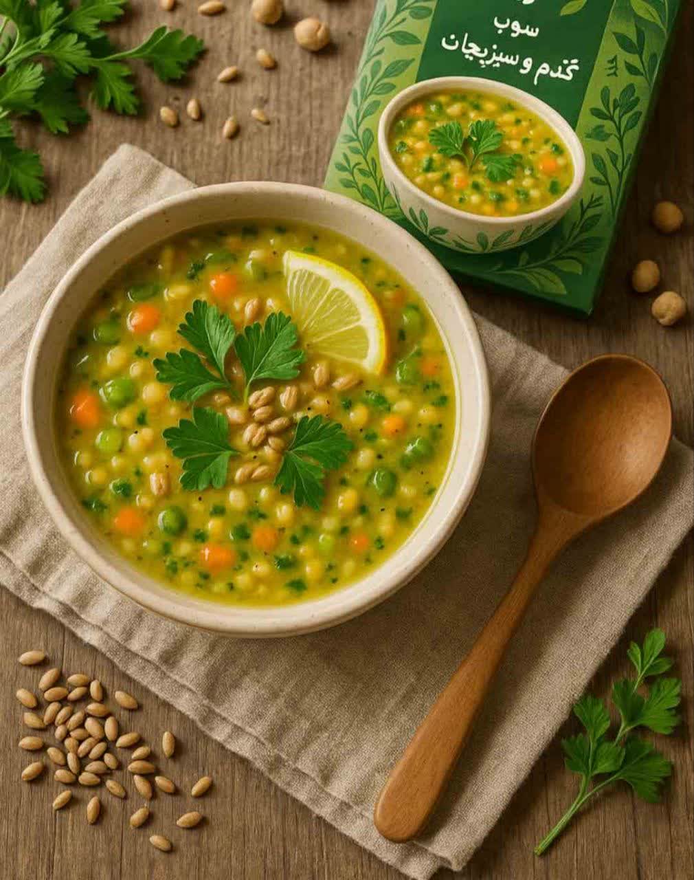 سوپ سلامتی گندم و سبزیجات (نیمه آماده)