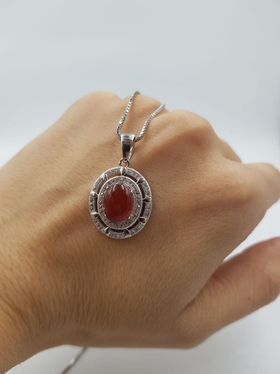 تصویر 1 از پلاک زنجیر نقره نگین یمن اصلی