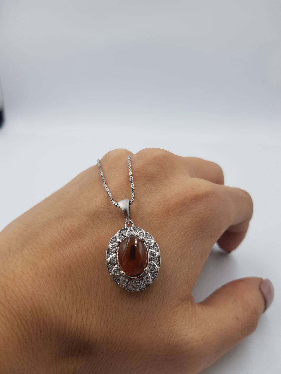 تصویر 2 از پلاک زنجیر نقره نگین یمن اصلی