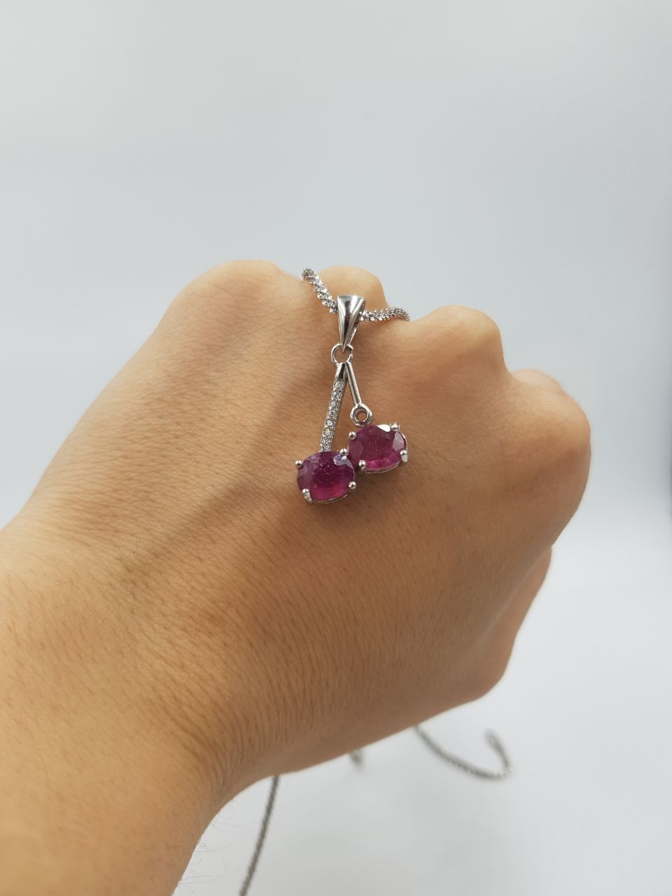 تصویر 4 از پلاک زنجیر نقره نگین یاقوت