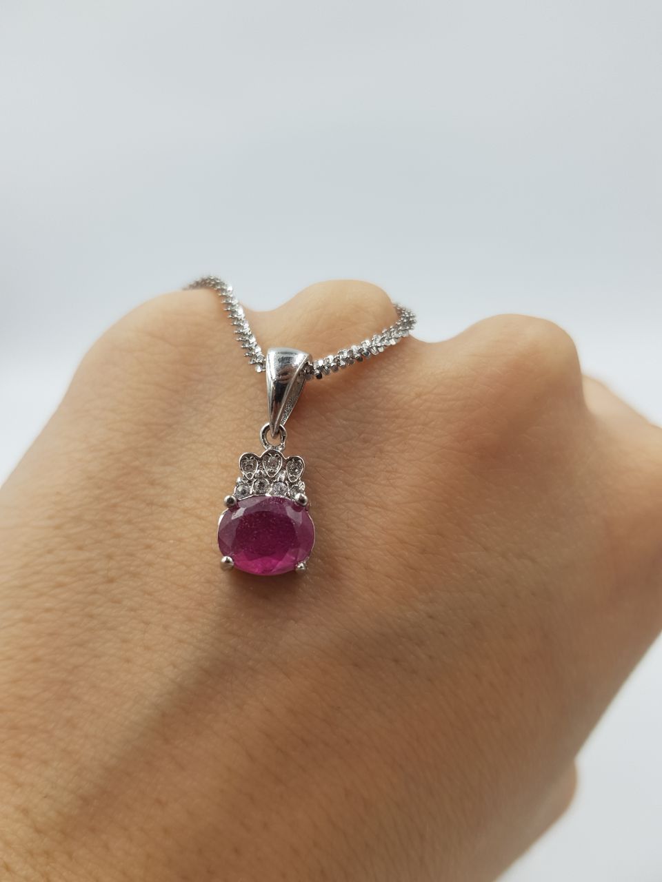 تصویر 3 از پلاک زنجیر نقره نگین یاقوت