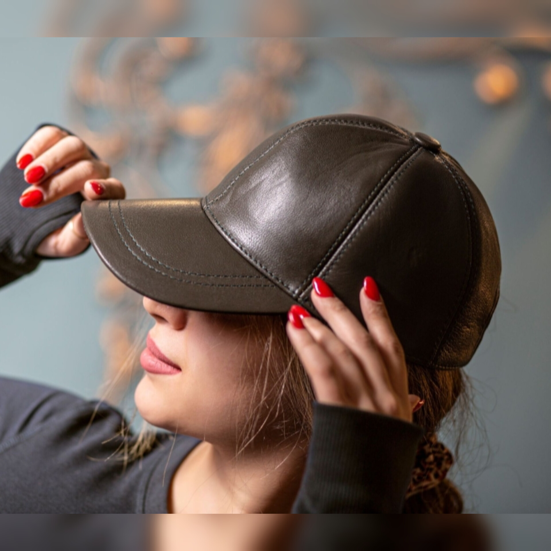 کلاه کپ چرم طبیعی فروش صادراتی