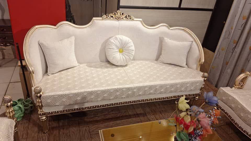 مبلمان دسته چوبی دور منبت پایه خراطی