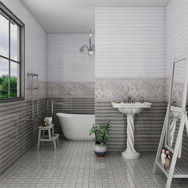 تصویر 1 از کاشی سرویس بهداشتی سفید قابل اجرا با چسب یا ملات