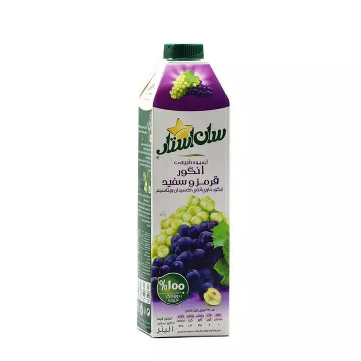 آبمیوه انگور قرمز و سفید 1 لیتری سان استار