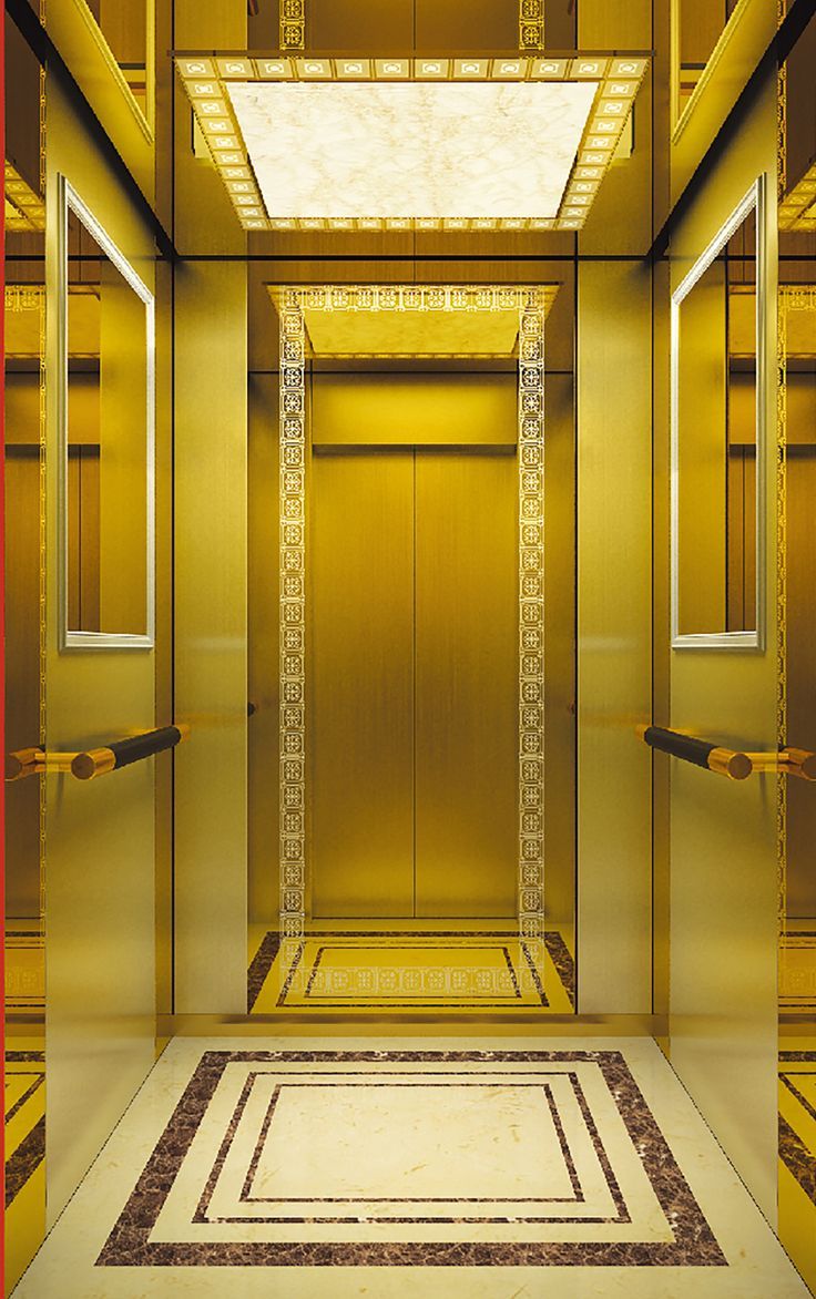 قیمت استثنایی کابین آسانسور طلایی با کیفیت و طراحی زیبا