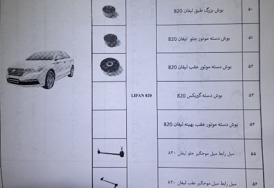 خرید لوازم جلوبندی خودرو چینی لیفان ۸۲۰ + به صرفه