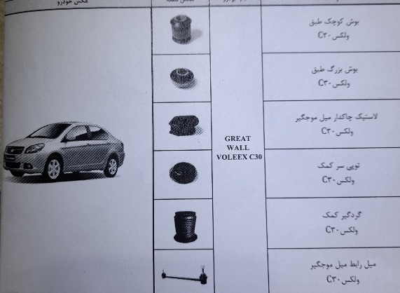 خرید لوازم جلوبندی خودرو چینی ولکس c30 + به صرفه