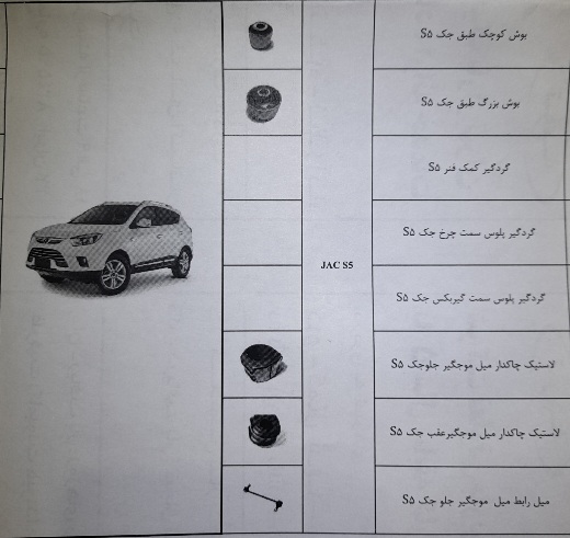 خرید لوازم جلوبندی خودرو چینی جک x5 به صرفه