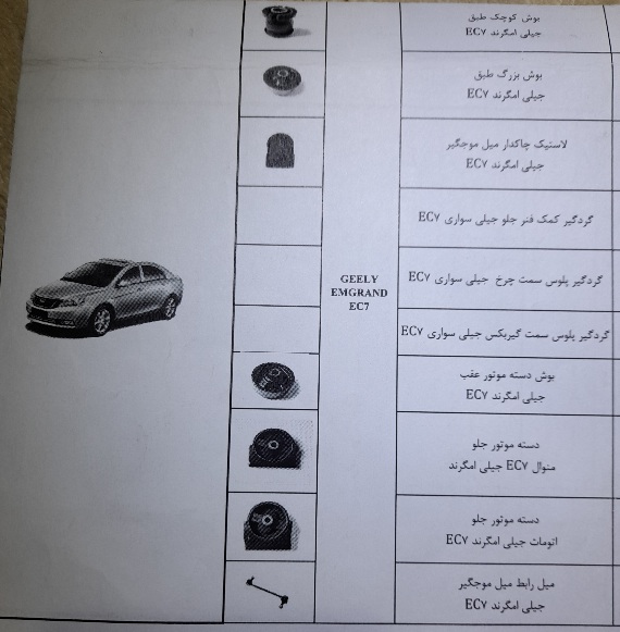 خرید لوازم جلوبندی خودرو چینی جیلی امگرند EC7 با کیفیت عالی + به صرفه