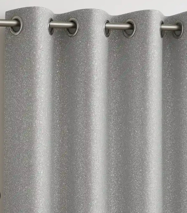 فروش ویژه پارچه پرده ای حریر متالیک نقره ای + با بهترین قیمت