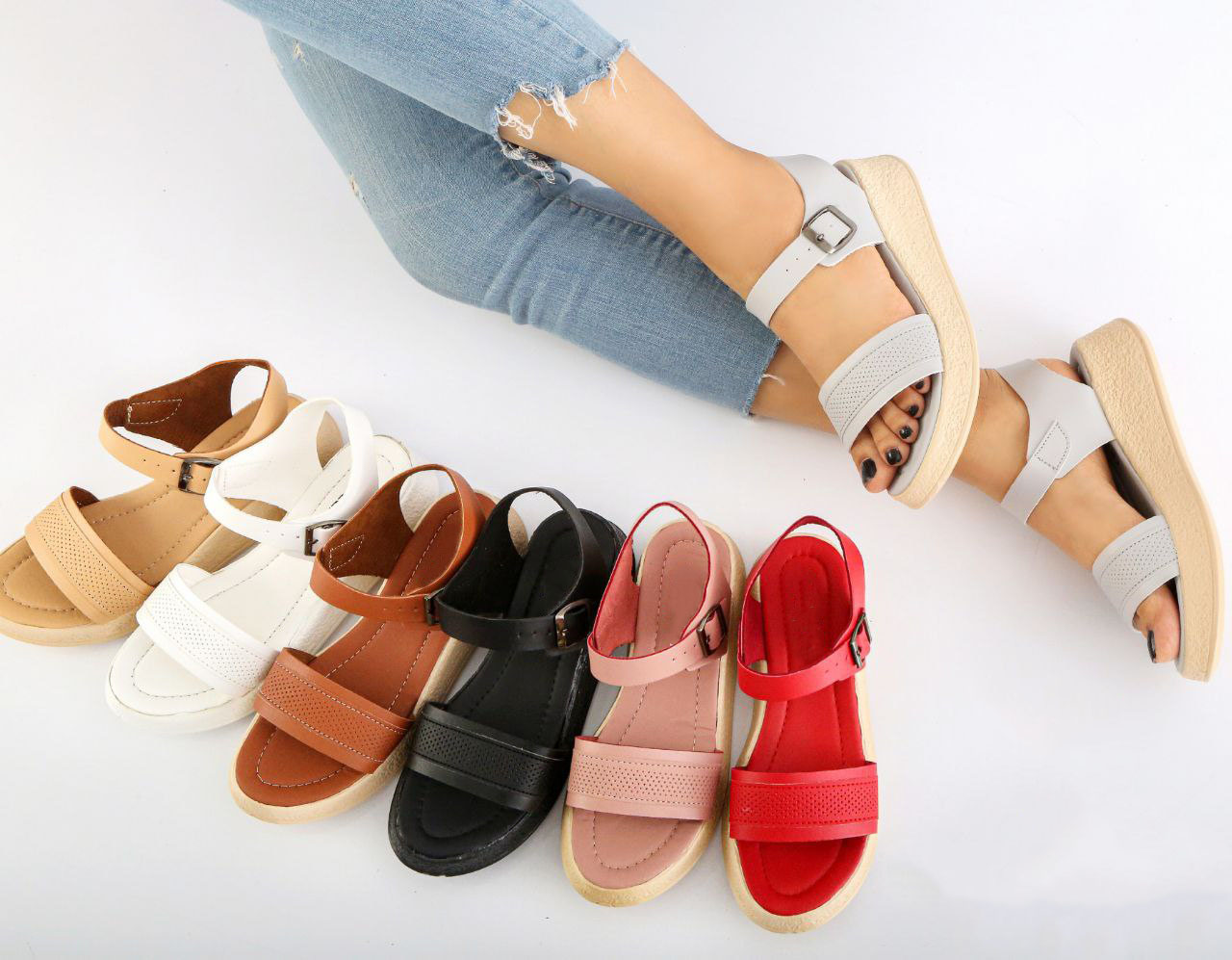 فروش عمده صندل زنانه رکاب دار نوگل | کیفیت عالی و طراحی بی‌نظیر