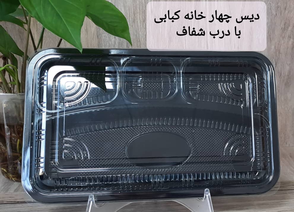 دیس چهارخانه کبابی با درب شفاف