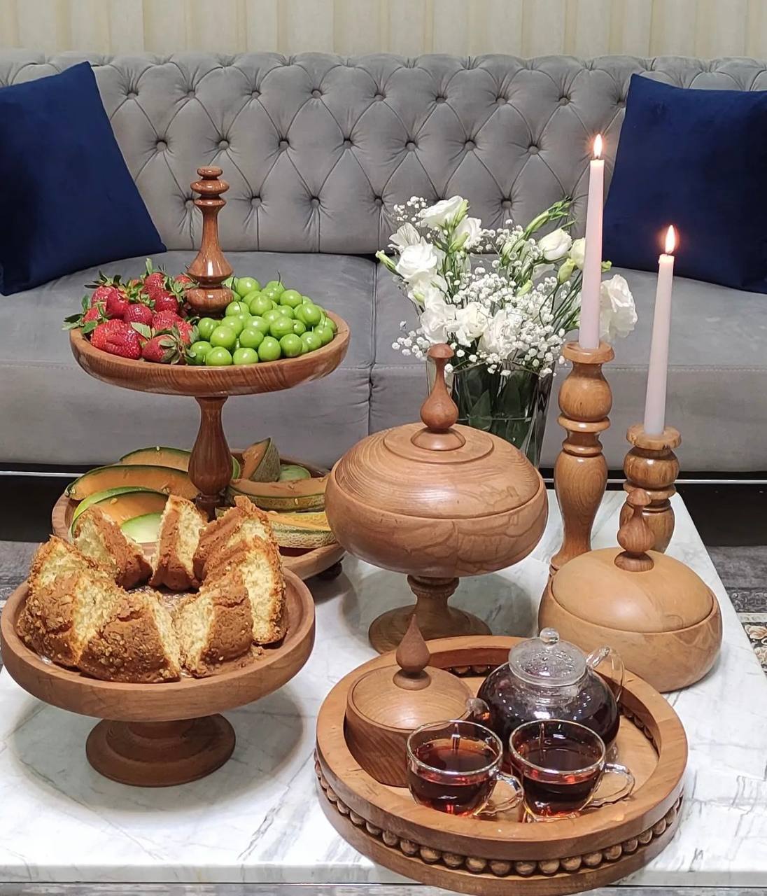 ست کامل پذیرایی چوب گردو