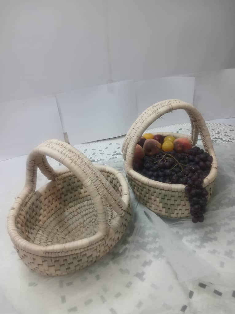 فروش سبد کپوبافی آجری دسته دار بیضی