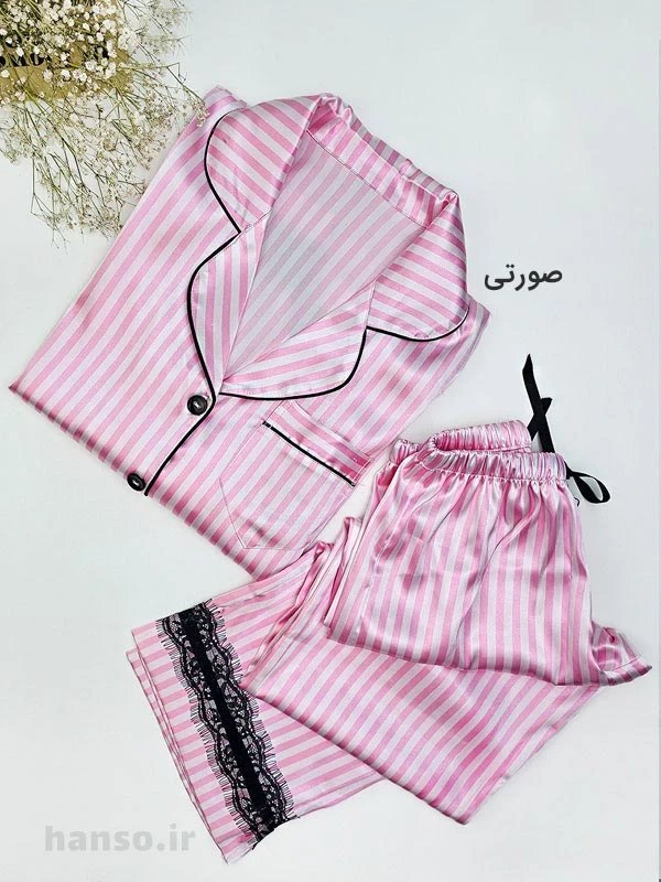 لباس خواب ساتن زنانه ست بلوز و شلوار اما EMA