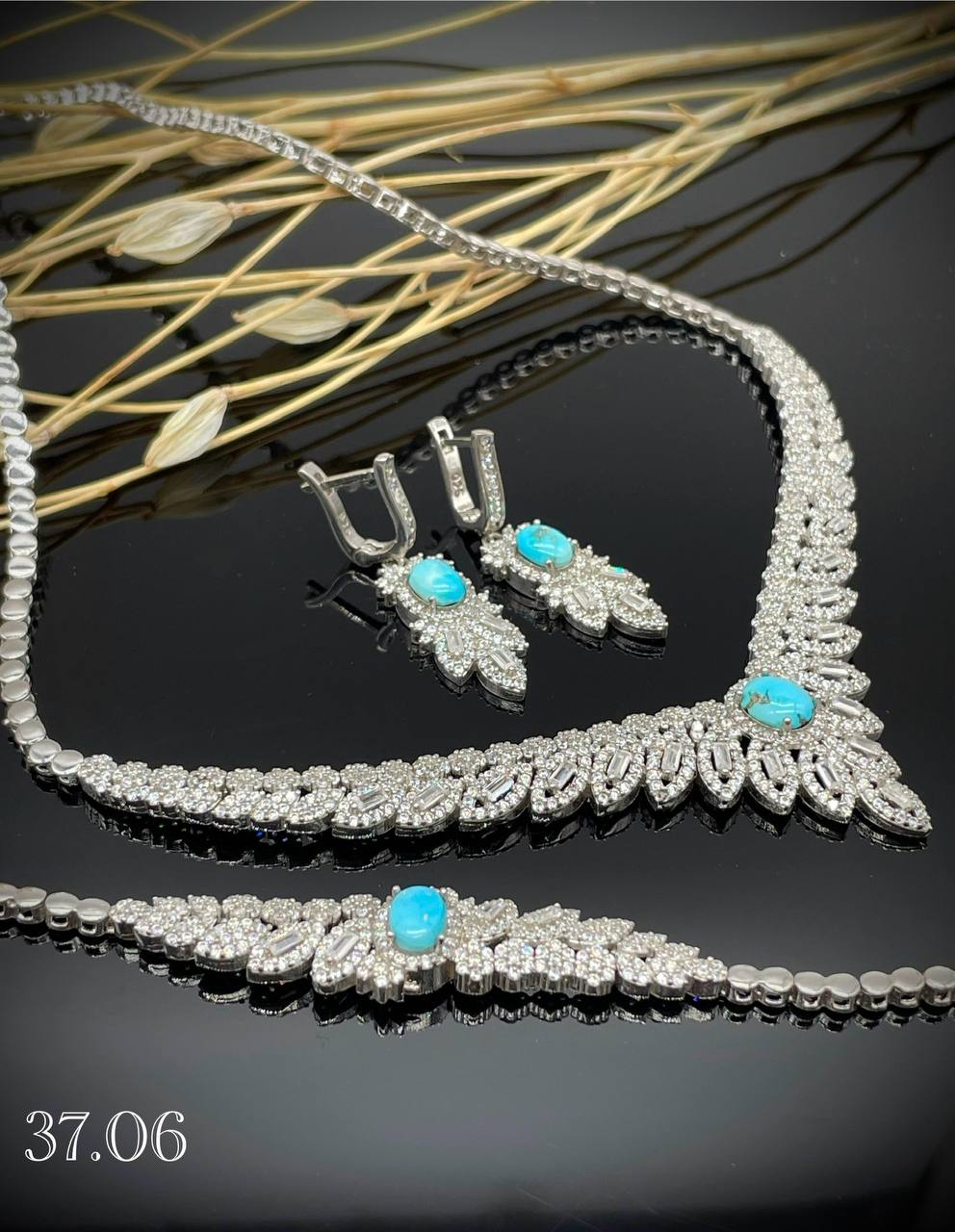 فول ست نقره رادیوم با نگین های فیروزه نیشابوری اصل قیمت