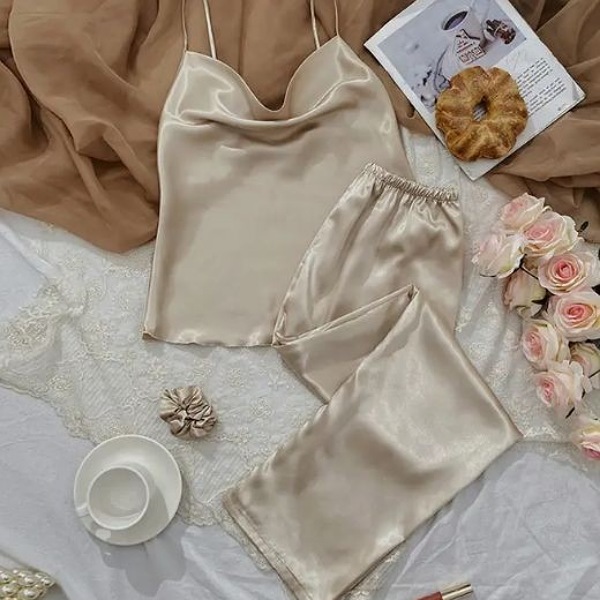 لباس خواب ساتن با شلوار