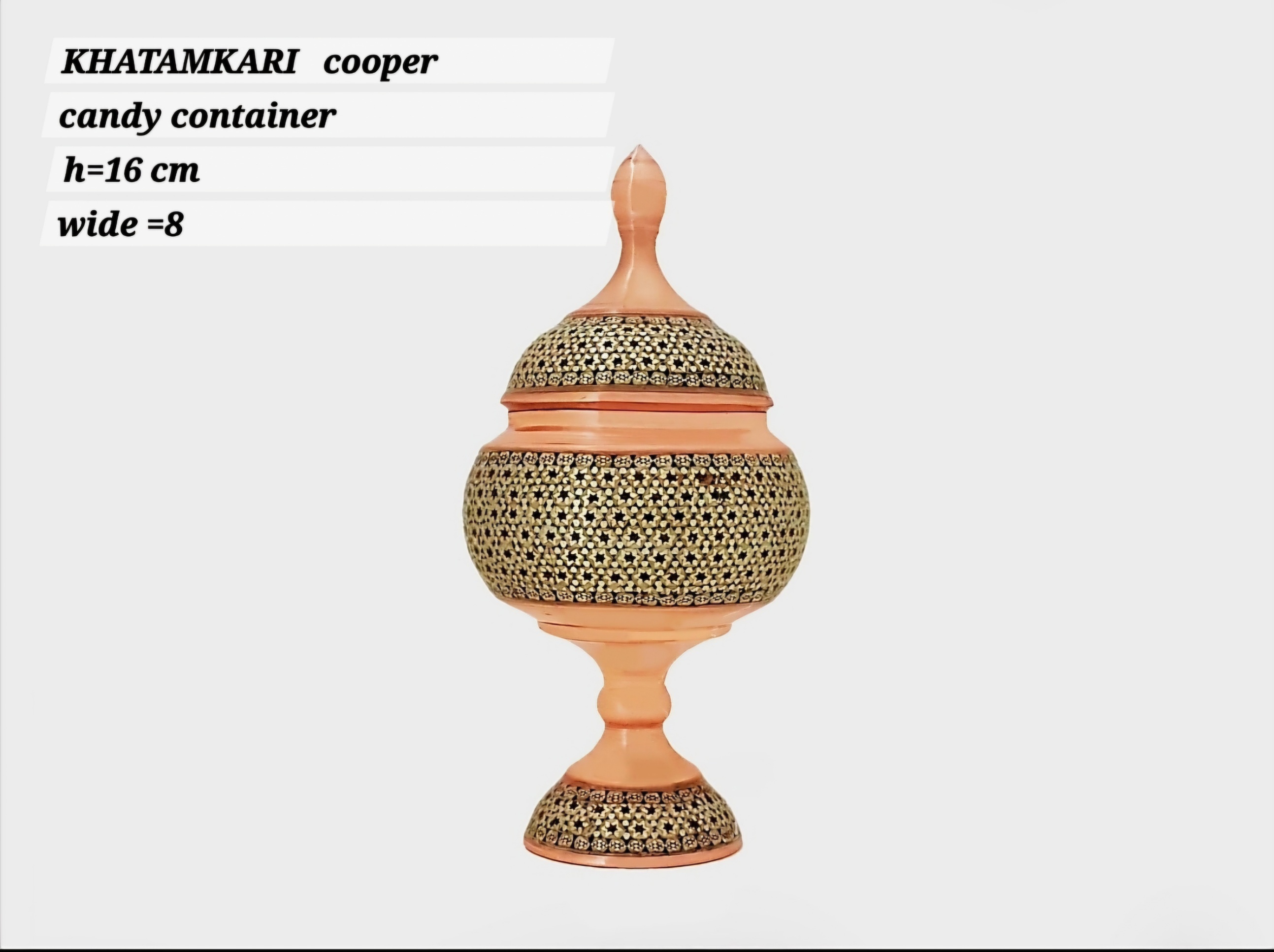 قیمت خرید قندان خاتم کاری مسی پایه دار
