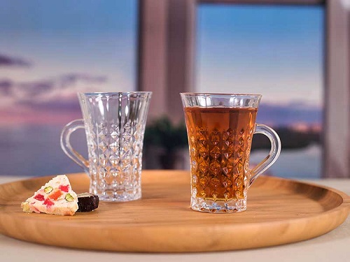 خرید عمده لیوان دسته دار بلور مدل ساینا