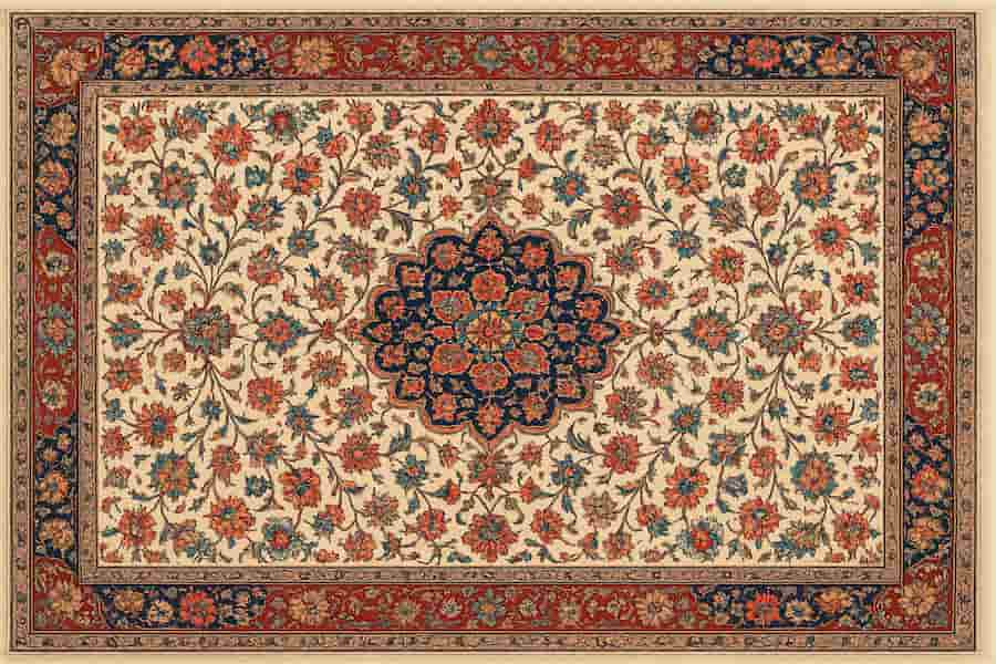 قیمت خرید قالی دستباف طرح گل فرنگ با فروش عمده