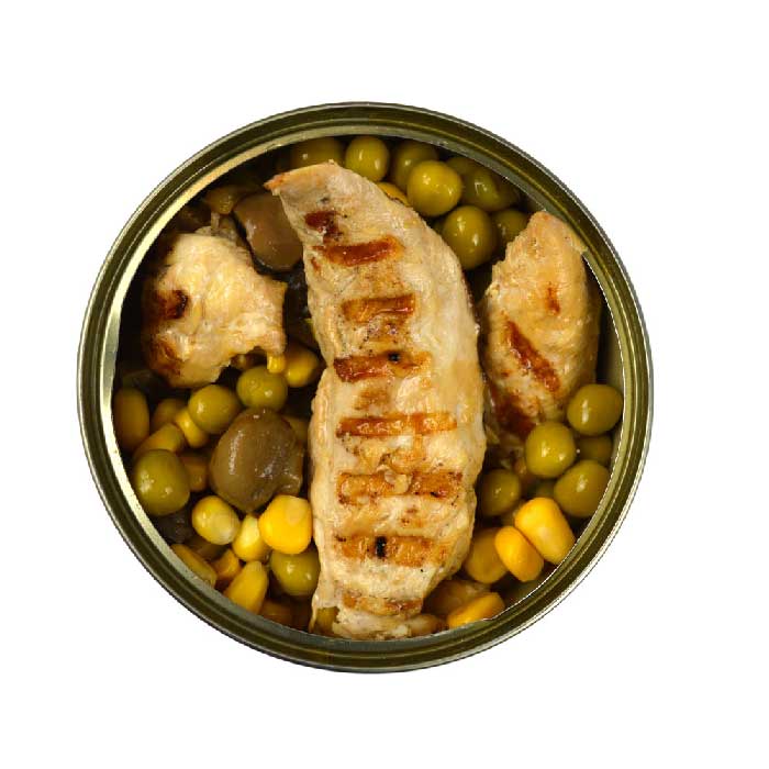 فروش عمده ی کنسرو فیله ی مرغ با سبزیجات رژیمی ۲۰۰ گرم + با شرایط منعطف