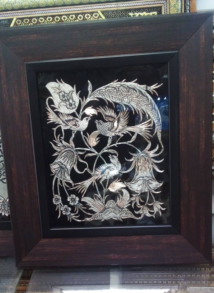 فروش تابلو قلم زنی با قاب چوبی مربع