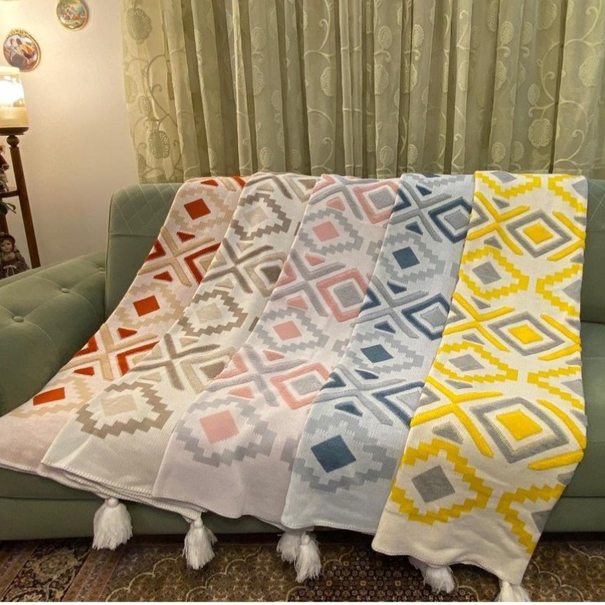 تصویر 1 از قیمت فروش شال مبل پتویی تمام پانچ + خرید باور نکردنی