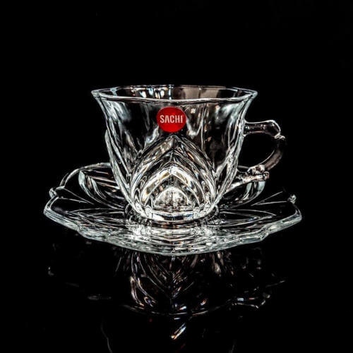 خرید عمده و قیمت فنجان و نعلبکی بلور مدل تیارا کاوه