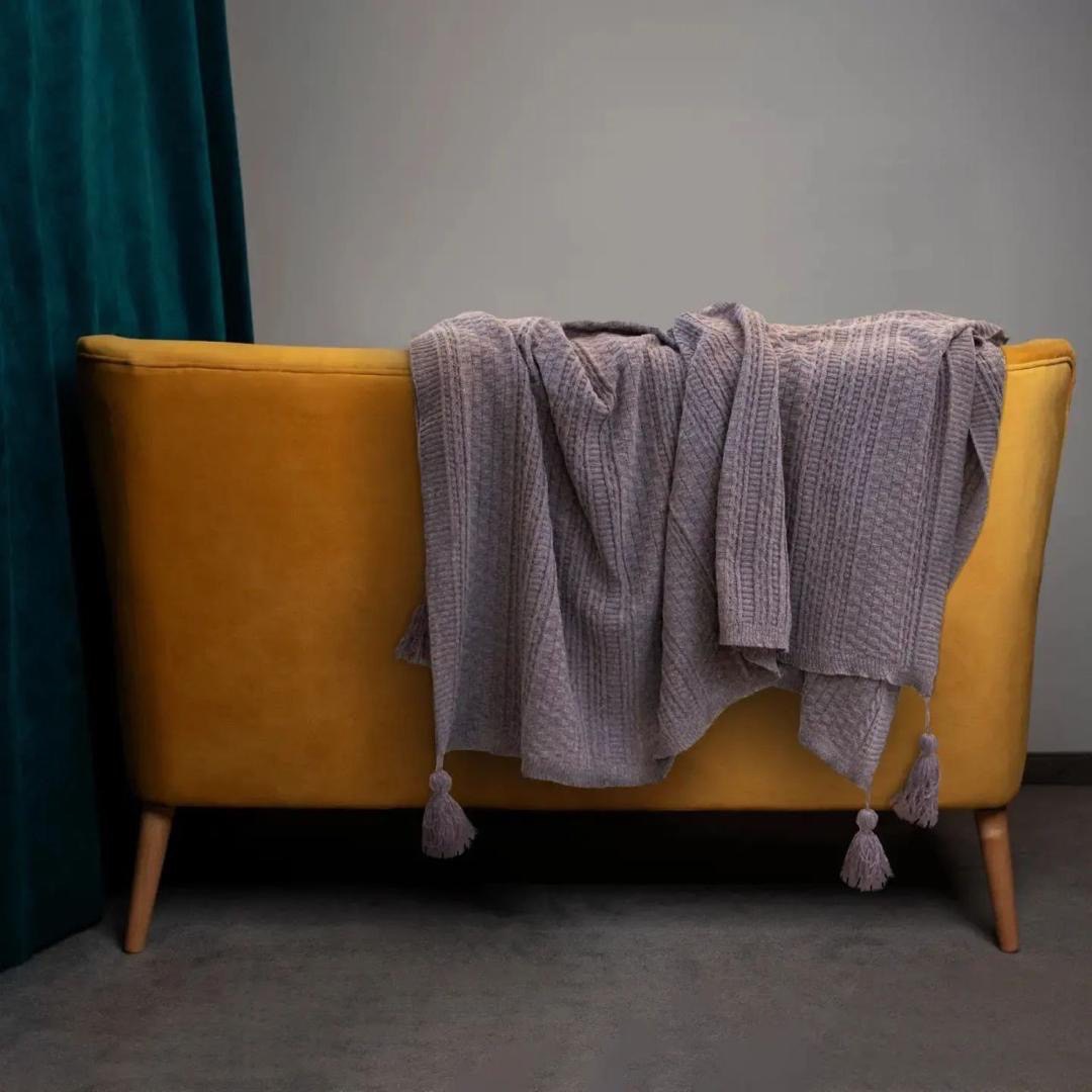 قیمت خرید شال مبل پتویی هیلدا تک رنگ + فروش ویژه