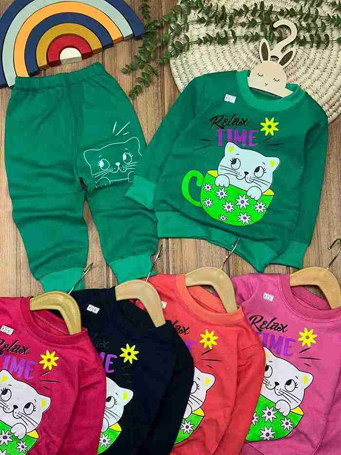 خرید و قیمت بلوز و شلوار پنبه ای دخترانه گربه‌ ای در فنجان