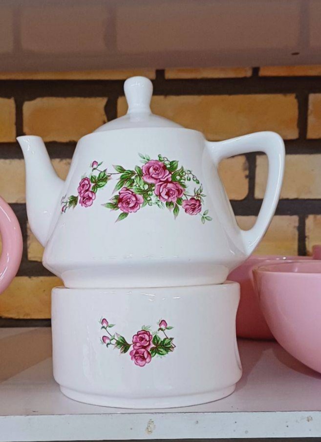 قیمت خرید ست قوری وارمر سرامیکی گل سرخ + فروش عمده