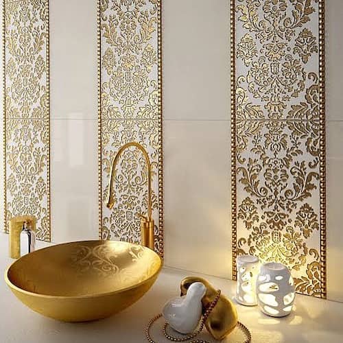 خرید و قیمت کاشی آشپزخانه سفید طلایی + فروش صادراتی