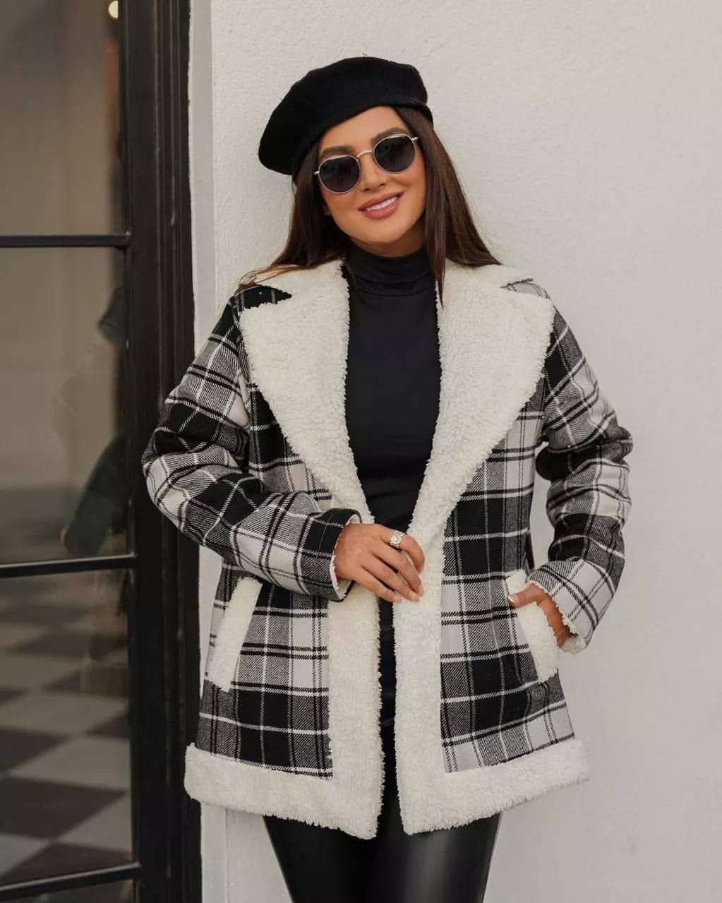 خرید عمده انواع کاپشن چهارخانه زنانه تو خز جیب فیل تاب + قیمت به صرفه