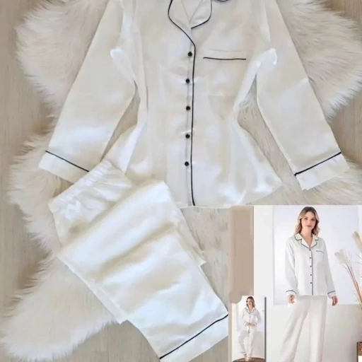 لباس زیر بلوز و شلوار سفید ساتن