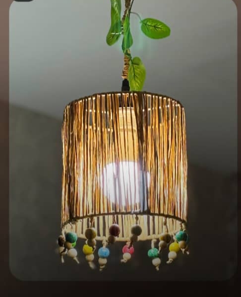 تصویر 1 از فروش لوستر چوبی سبک بوهو استوانه‌ ای شکل همراه با مهره های چوبی