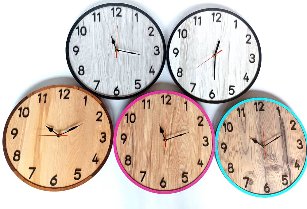 فروش ساعت چوبی گرد با قطر ۵۵ سانتی متری