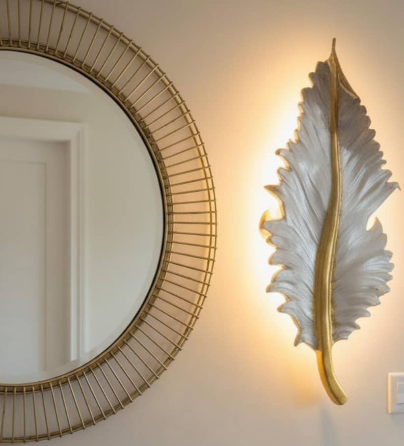 فروش مجسمه برگ گچ بری همراه با نورپردازی و ابعاد ۹۲ × ۴۲ سانتی متر