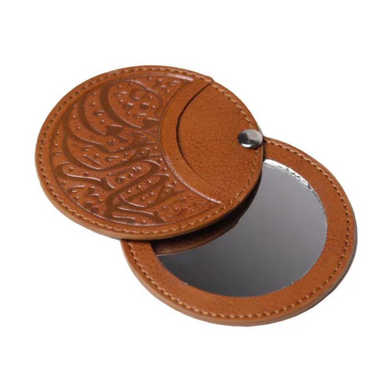 فروش آئینه جیبی با روکش چرم و نقش یا امام رئوف