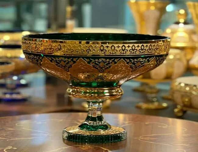 فروش ظروف میوه خوری بلوری طلاکاری + قیمت خرید به صرفه