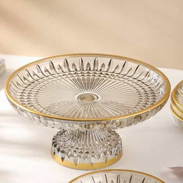 قیمت ظروف شیرینی خوری کریستال طلا کاری + خرید عمده